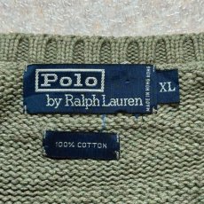 画像6: 「Polo by Ralph Lauren (ポロラルフローレン)」90s 00s 10s XLサイズ コットン オリーブ ポニー刺繍 ローゲージ ニット ベスト (6)