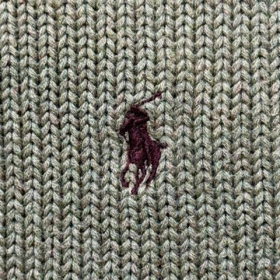 画像1: 「Polo by Ralph Lauren (ポロラルフローレン)」90s 00s 10s XLサイズ コットン オリーブ ポニー刺繍 ローゲージ ニット ベスト