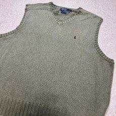 画像14: 「Polo by Ralph Lauren (ポロラルフローレン)」90s 00s 10s XLサイズ コットン オリーブ ポニー刺繍 ローゲージ ニット ベスト (14)