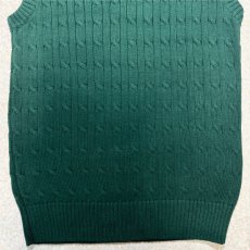 画像5: 「Polo by Ralph Lauren (ポロラルフローレン)」90s 00s 10s ボーイズ XL Sサイズ相当 コットン グリーン ケーブル編み ポニー刺繍 ニット ベスト (5)