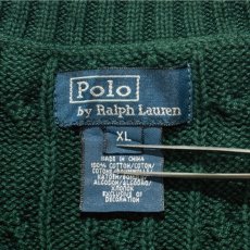画像6: 「Polo by Ralph Lauren (ポロラルフローレン)」90s 00s 10s ボーイズ XL Sサイズ相当 コットン グリーン ケーブル編み ポニー刺繍 ニット ベスト (6)