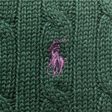 画像7: 「Polo by Ralph Lauren (ポロラルフローレン)」90s 00s 10s ボーイズ XL Sサイズ相当 コットン グリーン ケーブル編み ポニー刺繍 ニット ベスト (7)