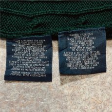 画像8: 「Polo by Ralph Lauren (ポロラルフローレン)」90s 00s 10s ボーイズ XL Sサイズ相当 コットン グリーン ケーブル編み ポニー刺繍 ニット ベスト (8)