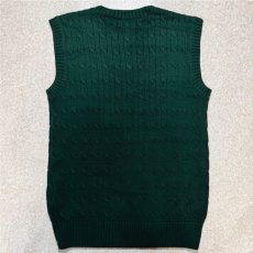 画像10: 「Polo by Ralph Lauren (ポロラルフローレン)」90s 00s 10s ボーイズ XL Sサイズ相当 コットン グリーン ケーブル編み ポニー刺繍 ニット ベスト (10)