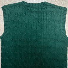 画像12: 「Polo by Ralph Lauren (ポロラルフローレン)」90s 00s 10s ボーイズ XL Sサイズ相当 コットン グリーン ケーブル編み ポニー刺繍 ニット ベスト (12)