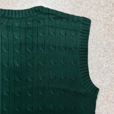 画像13: 「Polo by Ralph Lauren (ポロラルフローレン)」90s 00s 10s ボーイズ XL Sサイズ相当 コットン グリーン ケーブル編み ポニー刺繍 ニット ベスト (13)