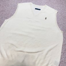 画像14: 「Polo by Ralph Lauren (ポロラルフローレン)」90s 00s 10s 20s S〜Mサイズ相当 ピマコットン オフホワイト ポニー刺繍 ニット ベスト (14)