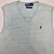 画像3: 「Polo by Ralph Lauren (ポロラルフローレン)」90s 00s 10s Lサイズ ピマコットン ライトグレー ポニー刺繍 ニット ベスト (3)