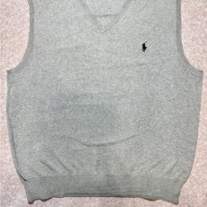 画像5: 「Polo by Ralph Lauren (ポロラルフローレン)」90s 00s 10s Lサイズ ピマコットン ライトグレー ポニー刺繍 ニット ベスト (5)