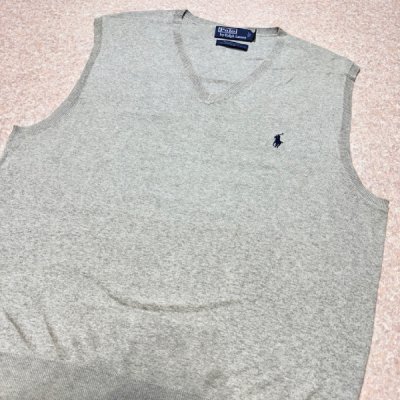 画像3: 「Polo by Ralph Lauren (ポロラルフローレン)」90s 00s 10s Lサイズ ピマコットン ライトグレー ポニー刺繍 ニット ベスト