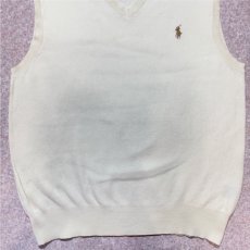 画像5: 「Polo by Ralph Lauren (ポロラルフローレン)」90s 00s 10s Mサイズ ピマコットン オフホワイト ポニー刺繍 ニット ベスト (5)