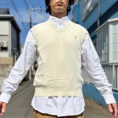 画像15: 「Polo by Ralph Lauren (ポロラルフローレン)」90s 00s 10s Mサイズ ピマコットン オフホワイト ポニー刺繍 ニット ベスト (15)