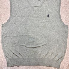 画像5: 「Polo by Ralph Lauren (ポロラルフローレン)」90s 00s 10s M〜Lサイズ相当 ピマコットン ライトグレー ポニー刺繍 ニット ベスト (5)