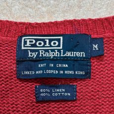 画像6: 「Polo by Ralph Lauren (ポロラルフローレン)」90s 00s 10s Mサイズ リネン コットン レッド ポニー刺繍 ローゲージ ニット ベスト (6)