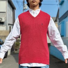 画像14: 「Polo by Ralph Lauren (ポロラルフローレン)」90s 00s 10s Mサイズ リネン コットン レッド ポニー刺繍 ローゲージ ニット ベスト (14)
