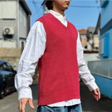 画像15: 「Polo by Ralph Lauren (ポロラルフローレン)」90s 00s 10s Mサイズ リネン コットン レッド ポニー刺繍 ローゲージ ニット ベスト (15)