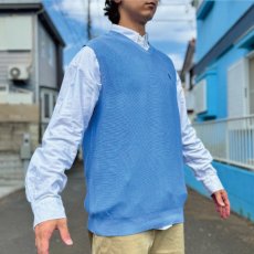 画像17: 「POLO GOLF RALPH LAUREN(ポロゴルフラルフローレン)」80s 90s Lサイズ コットン スカイブルー ポニー刺繍 ニット ベスト (17)