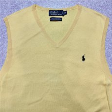 画像3: 「Polo by Ralph Lauren (ポロラルフローレン)」90s 00s 10s XLサイズ ピマコットン イエロー ポニー刺繍 ニット ベスト (3)
