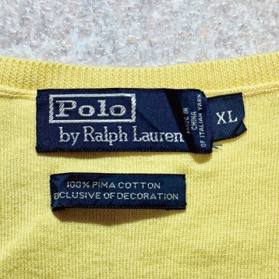 画像2: 「Polo by Ralph Lauren (ポロラルフローレン)」90s 00s 10s XLサイズ ピマコットン イエロー ポニー刺繍 ニット ベスト
