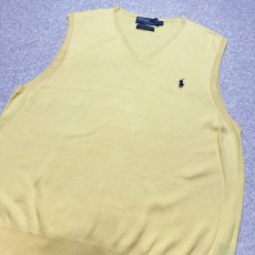 画像14: 「Polo by Ralph Lauren (ポロラルフローレン)」90s 00s 10s XLサイズ ピマコットン イエロー ポニー刺繍 ニット ベスト (14)