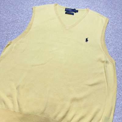 画像3: 「Polo by Ralph Lauren (ポロラルフローレン)」90s 00s 10s XLサイズ ピマコットン イエロー ポニー刺繍 ニット ベスト