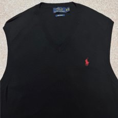 画像3: 「POLO RALPH LAUREN(ポロラルフローレン)」10s 20s Mサイズ ピマコットン ブラック ポニー刺繍 ニット ベスト (3)