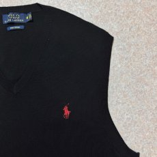 画像4: 「POLO RALPH LAUREN(ポロラルフローレン)」10s 20s Mサイズ ピマコットン ブラック ポニー刺繍 ニット ベスト (4)