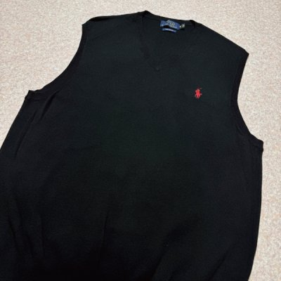 画像3: 「POLO RALPH LAUREN(ポロラルフローレン)」10s 20s Mサイズ ピマコットン ブラック ポニー刺繍 ニット ベスト