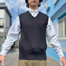 画像15: 「POLO RALPH LAUREN(ポロラルフローレン)」10s 20s Mサイズ ピマコットン ブラック ポニー刺繍 ニット ベスト (15)