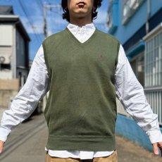 画像14: 「POLO GOLF RALPH LAUREN(ポロゴルフラルフローレン)」80s 90s Lサイズ コットン ミリタリーカーキ ポニー刺繍 ニット ベスト (14)