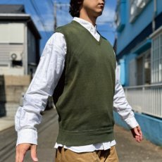 画像15: 「POLO GOLF RALPH LAUREN(ポロゴルフラルフローレン)」80s 90s Lサイズ コットン ミリタリーカーキ ポニー刺繍 ニット ベスト (15)