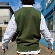 画像18: 「POLO GOLF RALPH LAUREN(ポロゴルフラルフローレン)」80s 90s Lサイズ コットン ミリタリーカーキ ポニー刺繍 ニット ベスト (18)