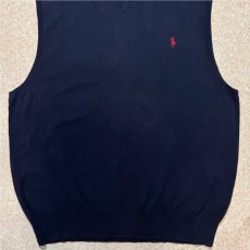 画像5: 「Polo by Ralph Lauren (ポロラルフローレン)」90s 00s 10s Lサイズ ピマコットン ネイビー ポニー刺繍 ニット ベスト (5)