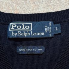 画像6: 「Polo by Ralph Lauren (ポロラルフローレン)」90s 00s 10s Lサイズ ピマコットン ネイビー ポニー刺繍 ニット ベスト (6)