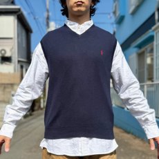 画像15: 「Polo by Ralph Lauren (ポロラルフローレン)」90s 00s 10s Lサイズ ピマコットン ネイビー ポニー刺繍 ニット ベスト (15)