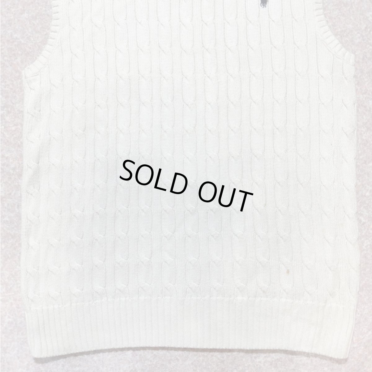 画像5: 「POLO RALPH LAUREN(ポロラルフローレン)」90s 00s 10s ボーイズ XL(18/20) M〜Lサイズ相当 コットン オフホワイト ケーブル編み ポニー刺繍 ニット ベスト (5)