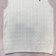 画像5: 「POLO RALPH LAUREN(ポロラルフローレン)」90s 00s 10s ボーイズ XL(18/20) M〜Lサイズ相当 コットン オフホワイト ケーブル編み ポニー刺繍 ニット ベスト (5)