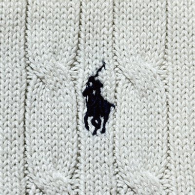 画像1: 「POLO RALPH LAUREN(ポロラルフローレン)」90s 00s 10s ボーイズ XL(18/20) M〜Lサイズ相当 コットン オフホワイト ケーブル編み ポニー刺繍 ニット ベスト
