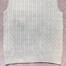画像14: 「POLO RALPH LAUREN(ポロラルフローレン)」90s 00s 10s ボーイズ XL(18/20) M〜Lサイズ相当 コットン オフホワイト ケーブル編み ポニー刺繍 ニット ベスト (14)