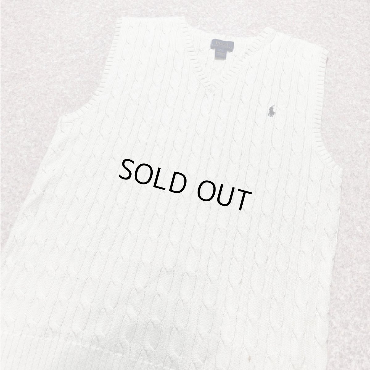 画像15: 「POLO RALPH LAUREN(ポロラルフローレン)」90s 00s 10s ボーイズ XL(18/20) M〜Lサイズ相当 コットン オフホワイト ケーブル編み ポニー刺繍 ニット ベスト (15)