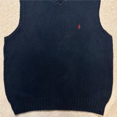画像5: 「Polo by Ralph Lauren (ポロラルフローレン)」90s 00s 10s Lサイズ コットン ネイビー ポニー刺繍 ローゲージ ニット ベスト (5)