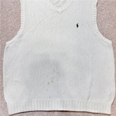 画像5: 「Polo by Ralph Lauren (ポロラルフローレン)」90s 00s 10s XLサイズ コットン オフホワイト ポニー刺繍 ローゲージ ニット ベスト (5)