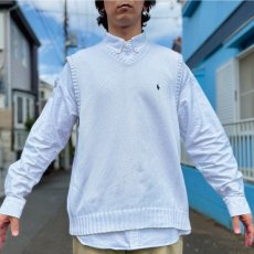 画像16: 「Polo by Ralph Lauren (ポロラルフローレン)」90s 00s 10s XLサイズ コットン オフホワイト ポニー刺繍 ローゲージ ニット ベスト (16)