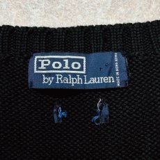 画像6: 「Polo by Ralph Lauren (ポロラルフローレン)」90s 00s 10s M〜Lサイズ相当 コットン ブラック ポニー刺繍 ローゲージ ニット ベスト (6)