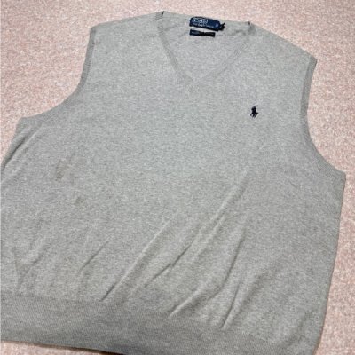 画像3: 「Polo by Ralph Lauren (ポロラルフローレン)」90s 00s 10s XLサイズ ピマコットン ライトグレー ポニー刺繍 ニット ベスト