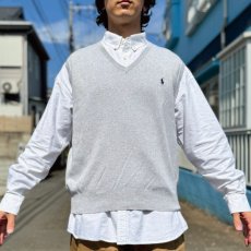 画像16: 「Polo by Ralph Lauren (ポロラルフローレン)」90s 00s 10s XLサイズ ピマコットン ライトグレー ポニー刺繍 ニット ベスト (16)