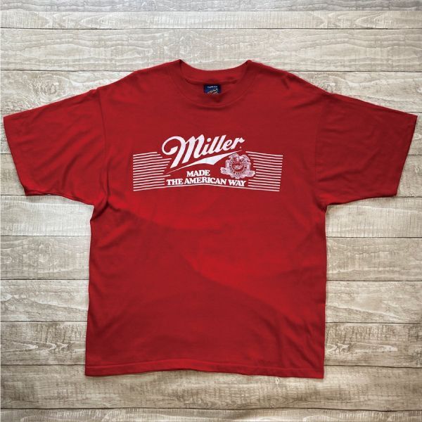 画像1: 「miller(ミラー)」モートン ニッティング ミルズ USA製 MADE THE AMERICAN WAY プリント Tシャツ (1)