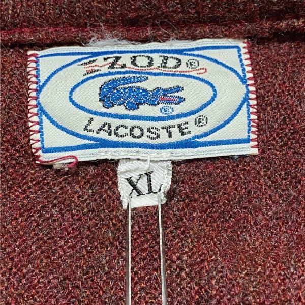 「LACOSTE(ラコステ)」IZOD アイゾッド 70s 80s 糸巻きタグ 青ワニ XLサイズ ボルドー アクリルニット セーター