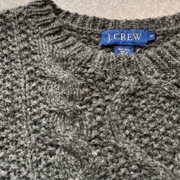 J.CREW ウール チャコール アラン フィッシャーマンズ セーター ニット