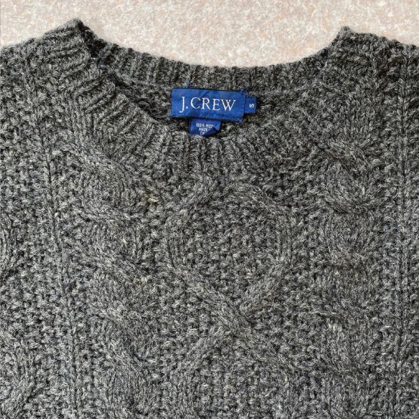 HAND KNIT ハンドニット ジェイクルー J.Crew ケーブル編み Vネック フィッシャーマン アランニットセーター レディースXL /eaa335128